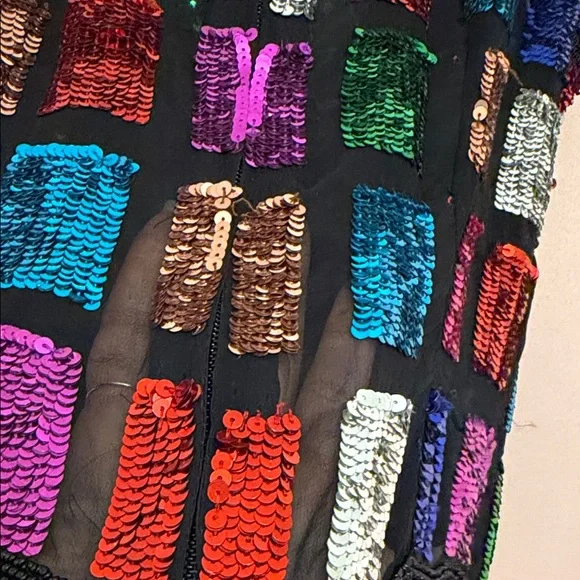 Multicolor Vintage Sequin Sleeveless Blouse - Picture 6 of 13